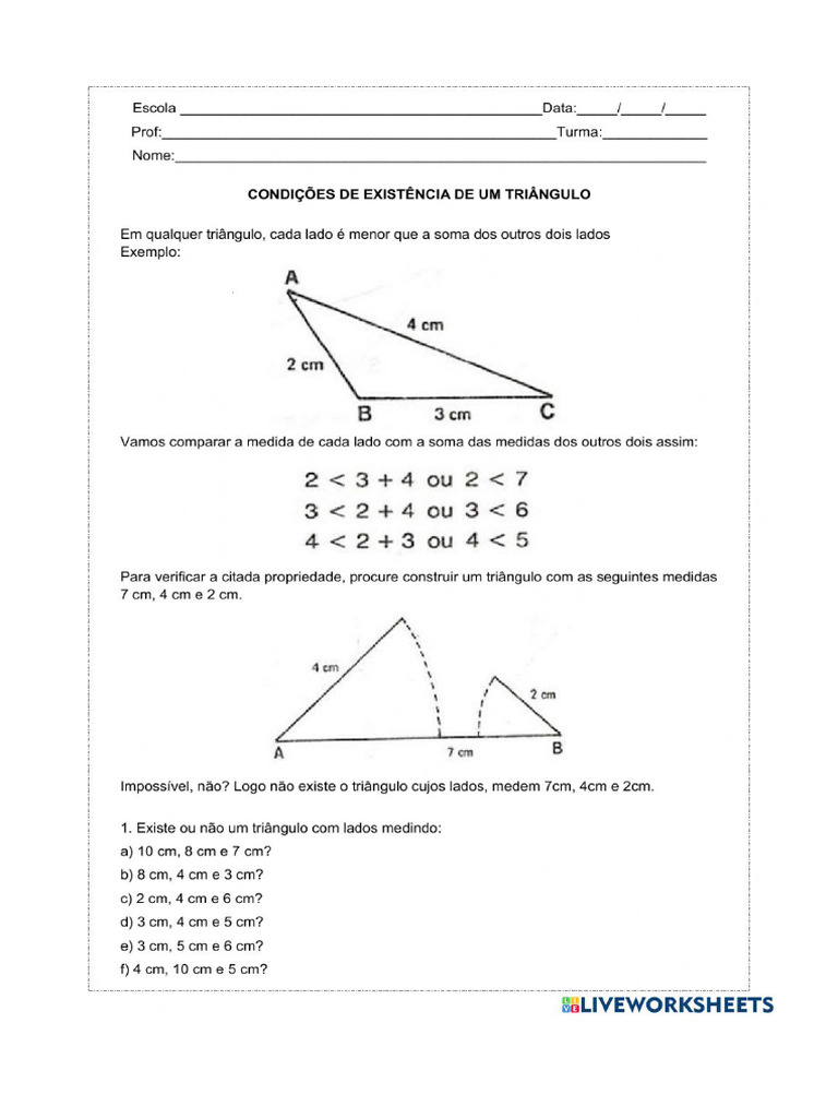 condição de existencia de um triangulo | PDF
