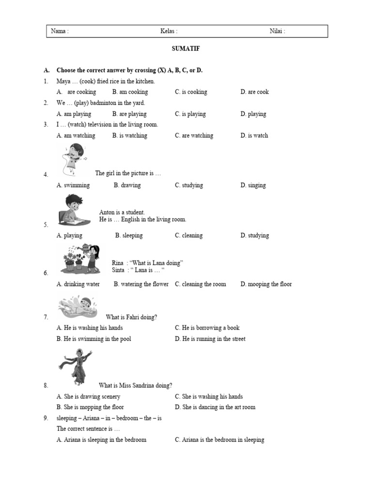 English Grammar Quiz: Present Continuous | PDF | Chess Theory | Chess