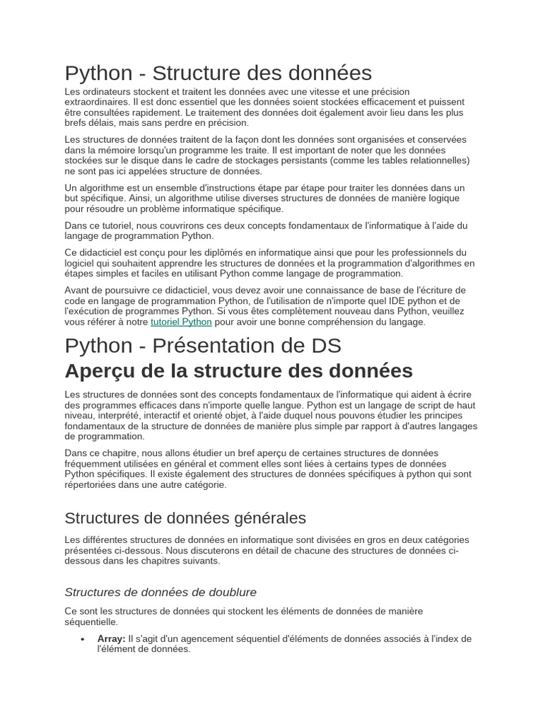 Structures de données en Python | PDF | Interface en ligne de commande ...