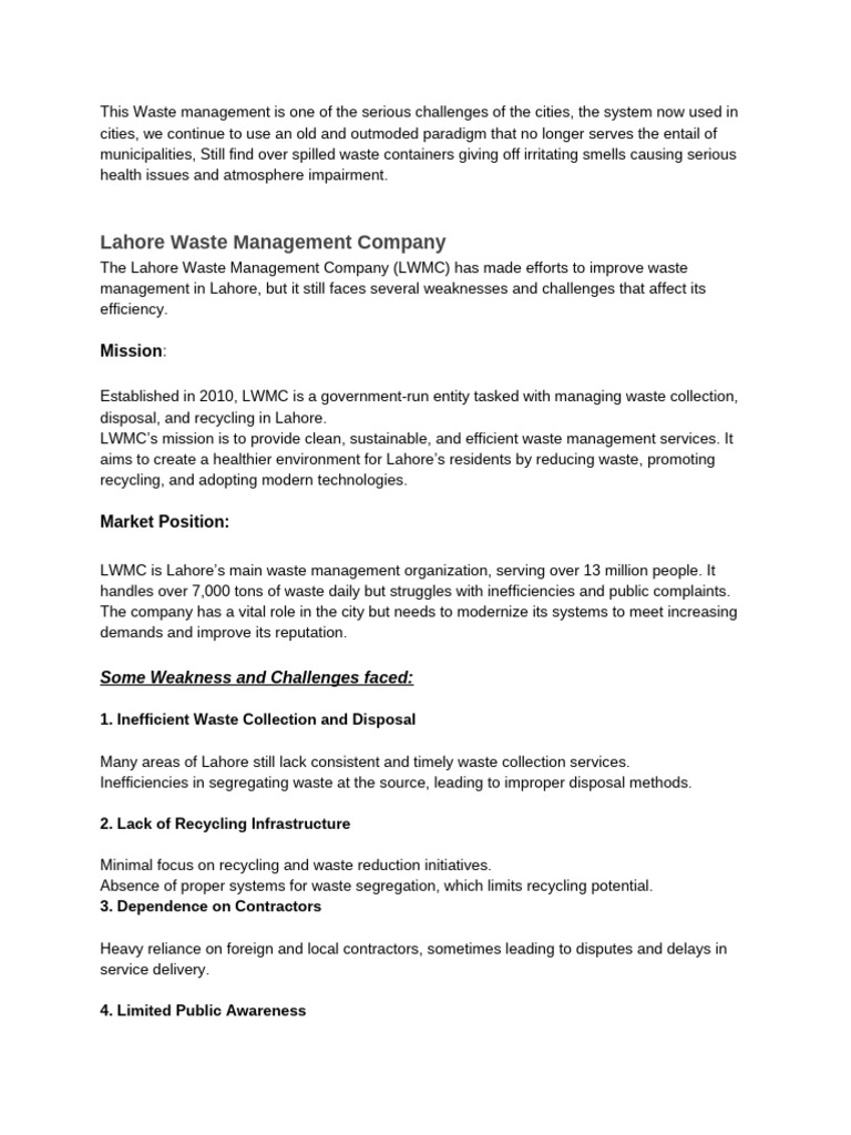Assignment Entrepreneurship LWMC To SWMS | PDF | Waste Management | Waste