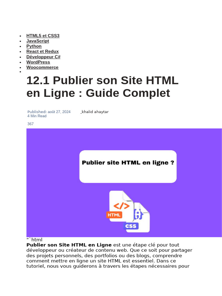 Publier un Site HTML en Ligne : Guide Complet | PDF | Internet ...