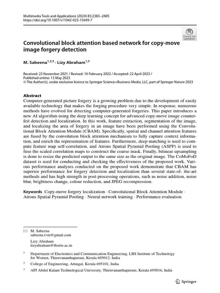 AI-Based Copy-Move Forgery Detection | PDF | Deep Learning | Image ...