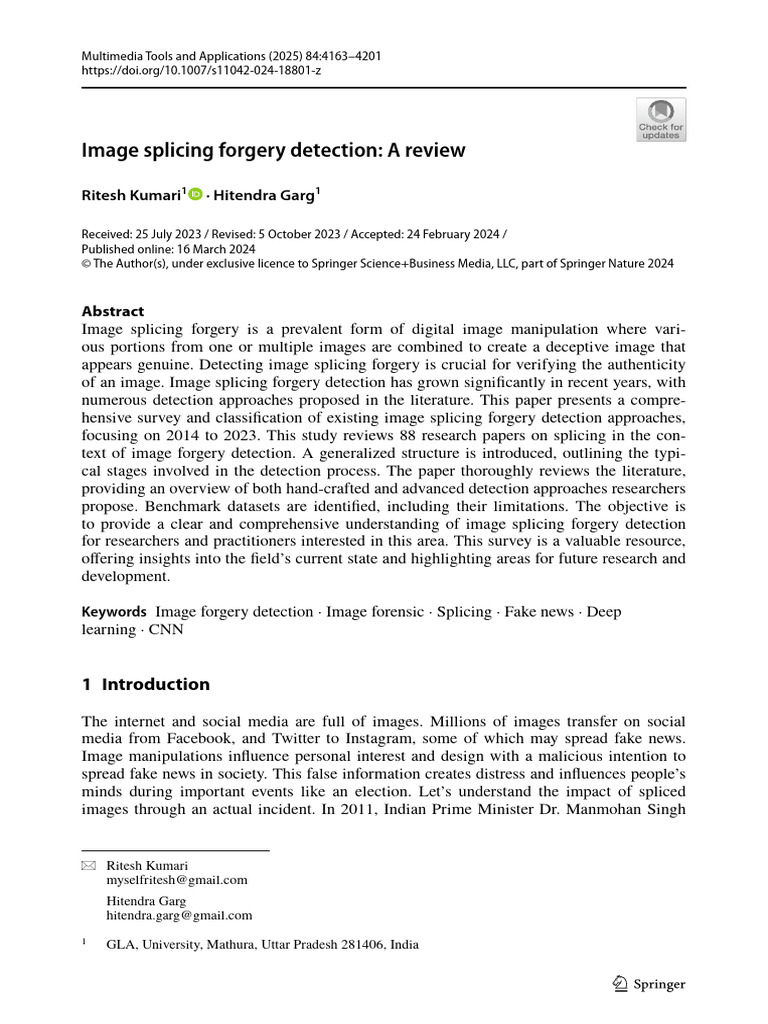 Image Splicing Forgery Detection - A Review | PDF | Data Compression ...