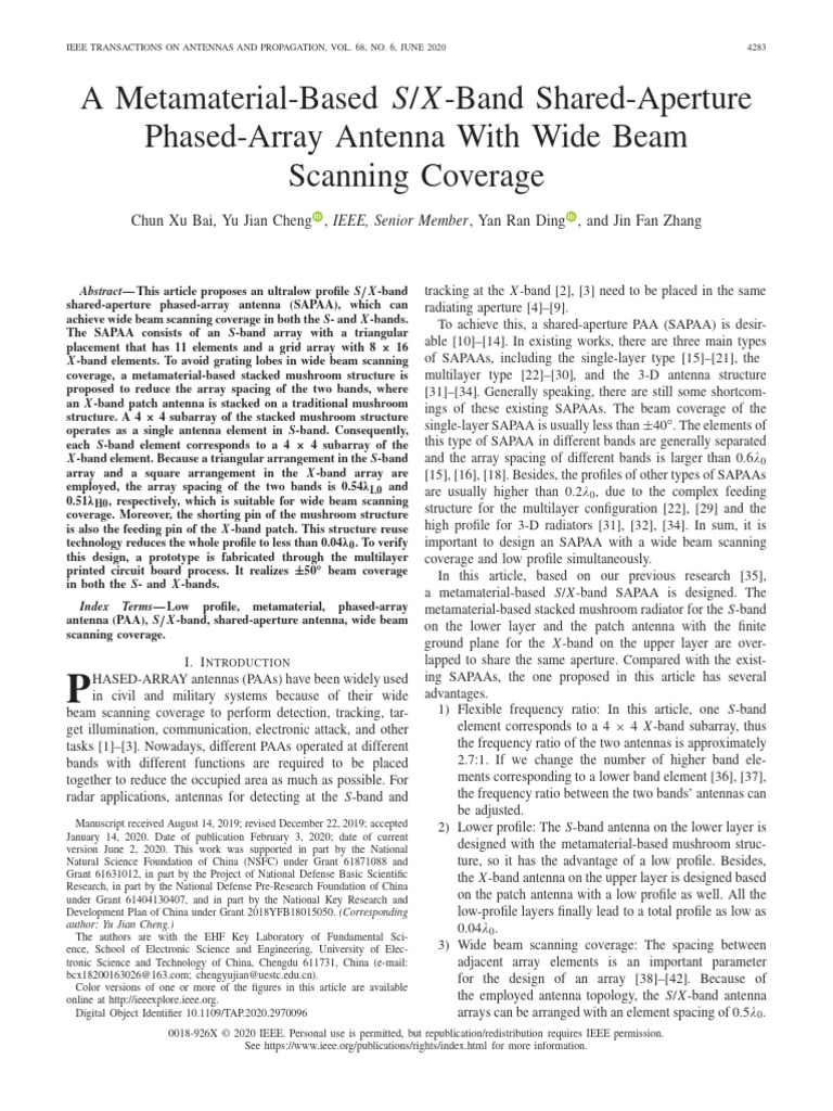 Metamaterial S/X-Band Phased Array Antenna | PDF | Antenna (Radio) | Radio