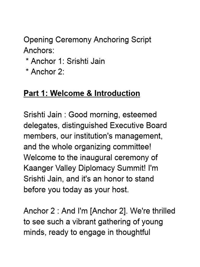 Inaugural Ceremony Anchoring Script | PDF