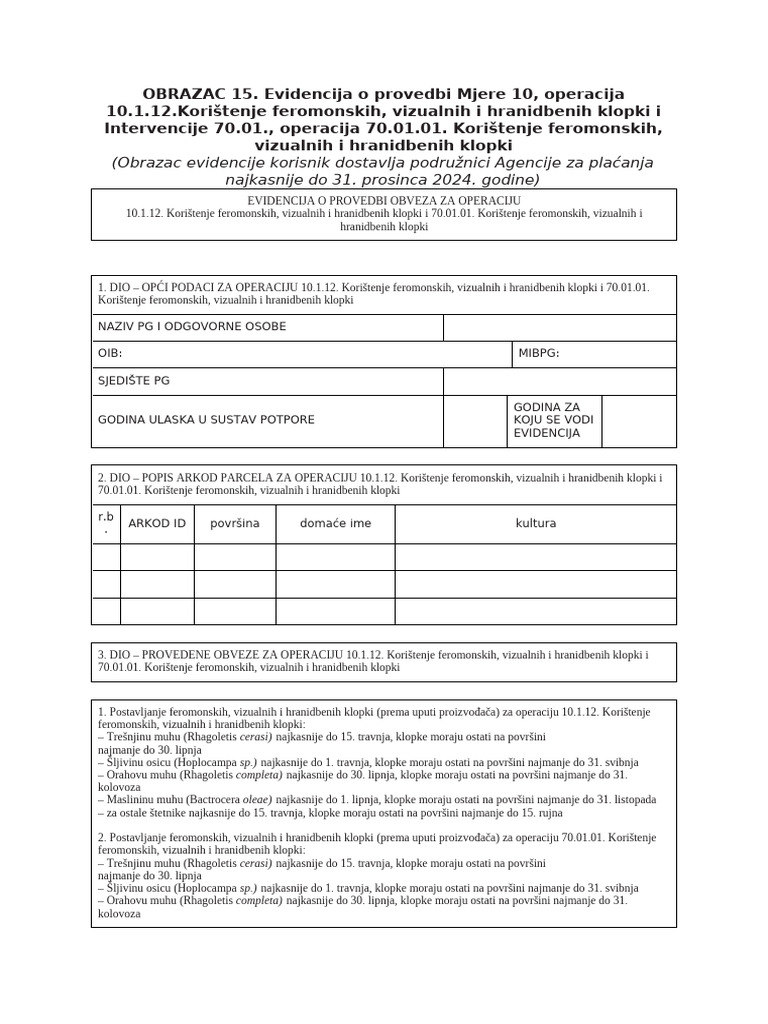 Obrazac 15 Evidencija KFK | PDF