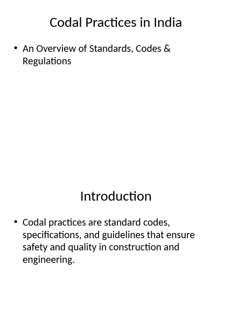 Codal Practices and Standards in India | PDF