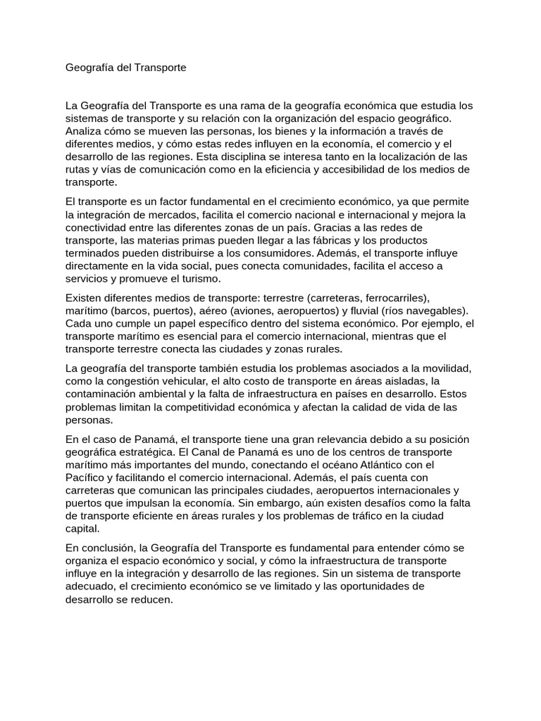 Geografía del Transporte y su Impacto | PDF | Transporte | Geografía