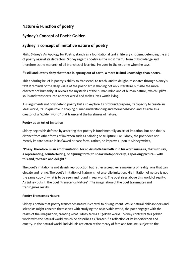 Sidney's Poetic Vision and Purpose | PDF | Liberal Arts Education