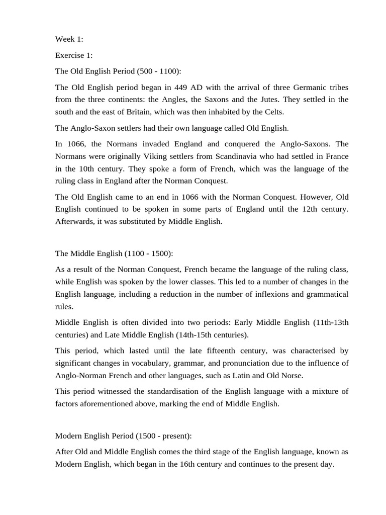 History of the English Language | PDF | English Language | Normans