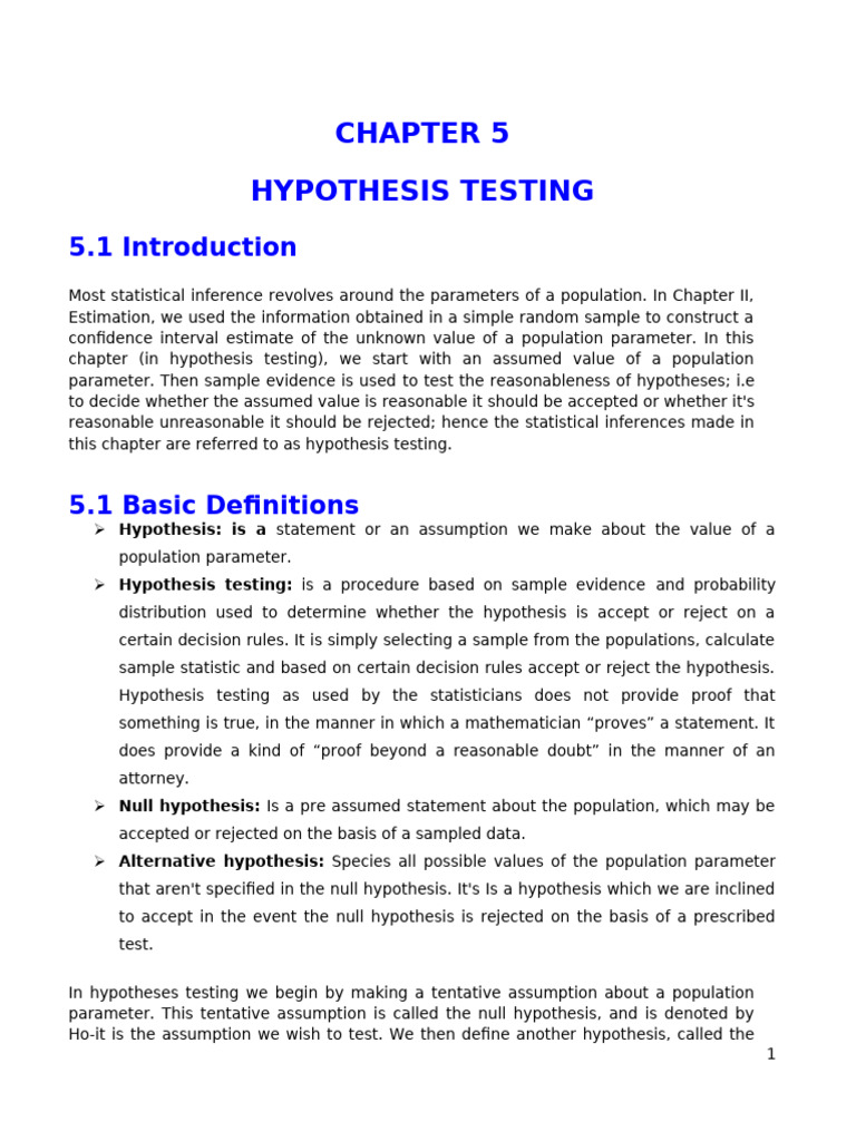 Understanding Hypothesis Testing Basics | PDF | Statistical ...