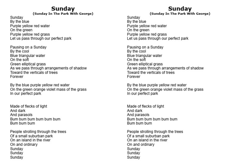 Sunday in the Park Poem Analysis | PDF