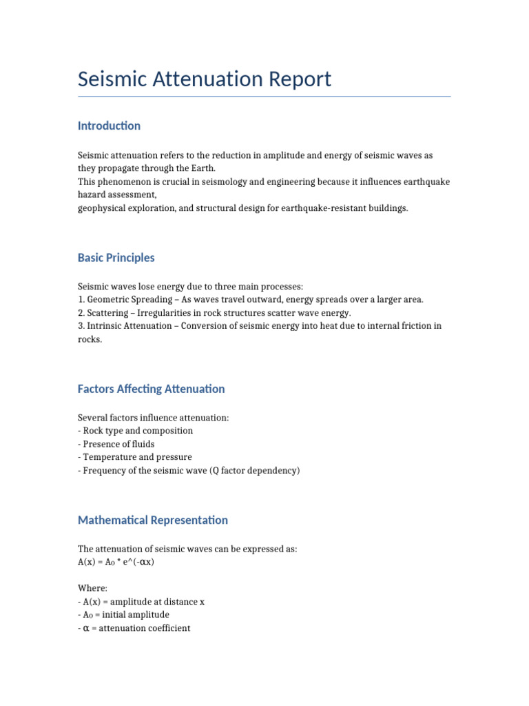 Seismic Attenuation Explained: Key Concepts | PDF