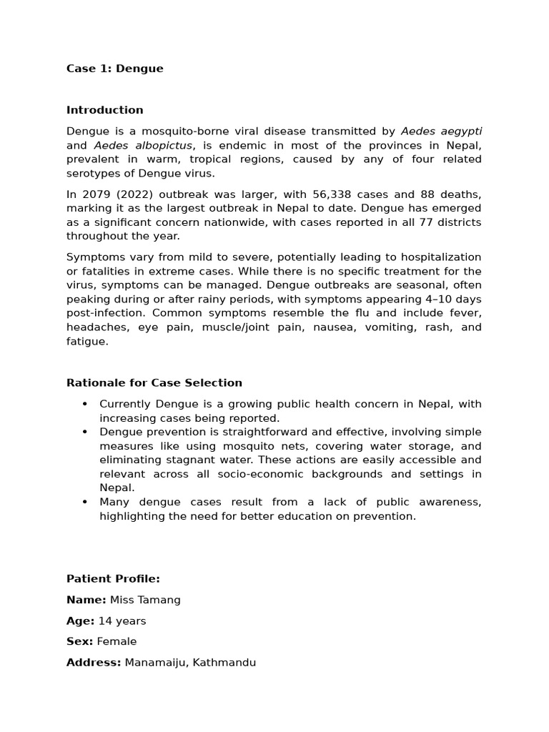 Dengue Fever Case Study in Nepal | PDF | Health Care | Medicine