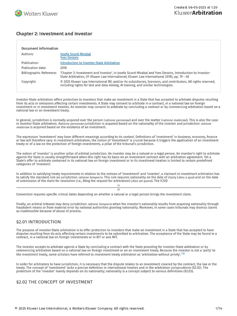 Understanding Investment and Investor in Arbitration | PDF ...