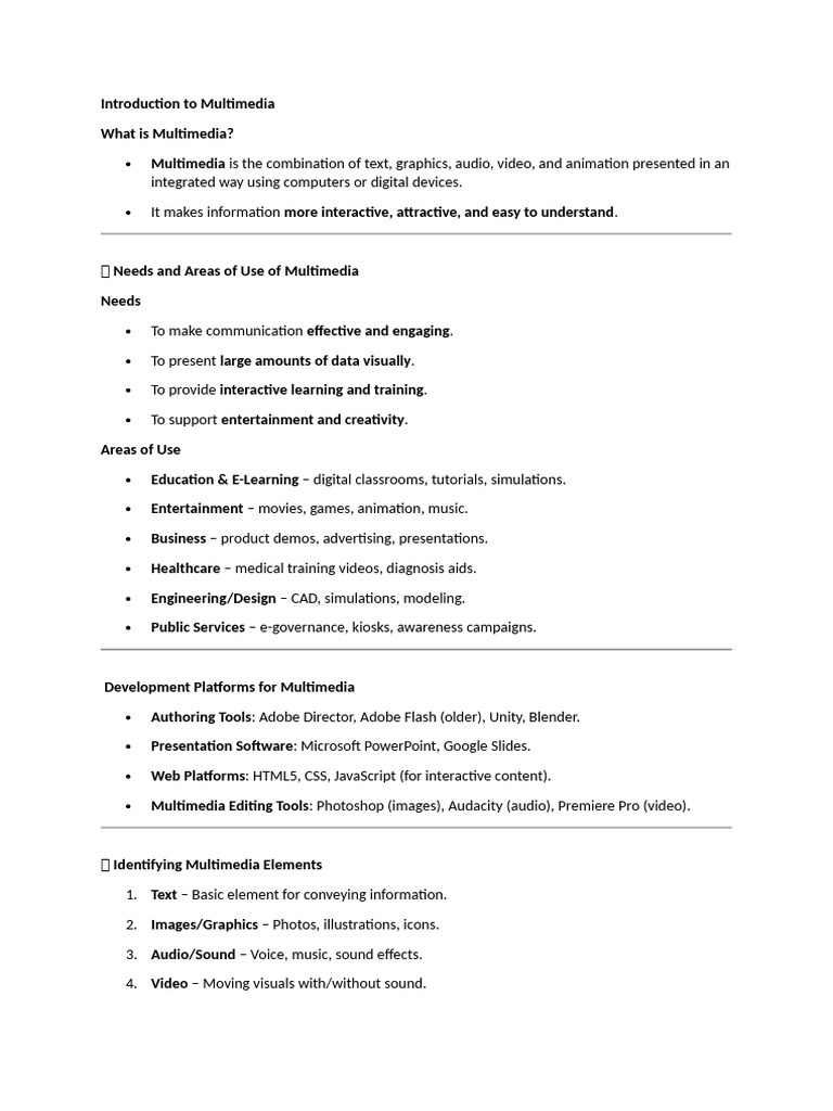 Multimedia Overview: Types and Tools | PDF | Data Compression | Video