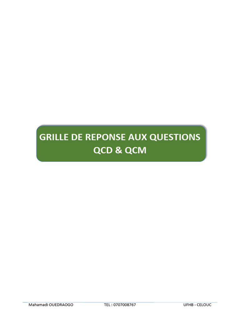 Grille de Réponse QCM et QCD | PDF | Choix multiple | Tests standardisés