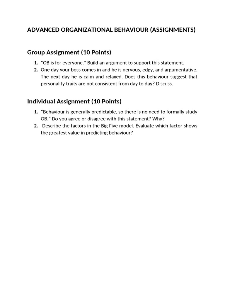 Aob Assignments | PDF