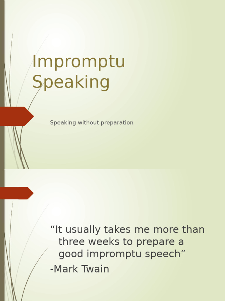 Mastering Impromptu Speaking Skills | PDF