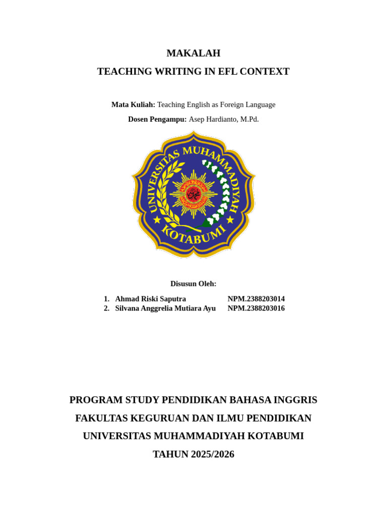 Teaching Writing Strategies in EFL | PDF | Teachers | Learning