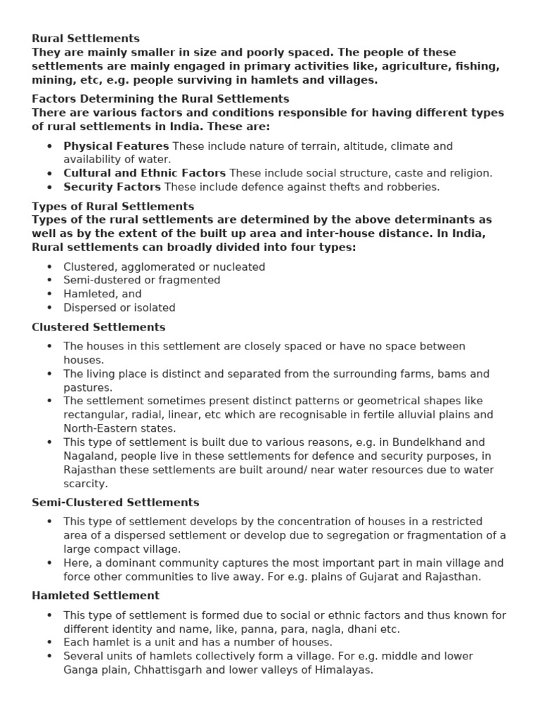 Types and Factors of Rural Settlements | PDF | Groundwater | Water