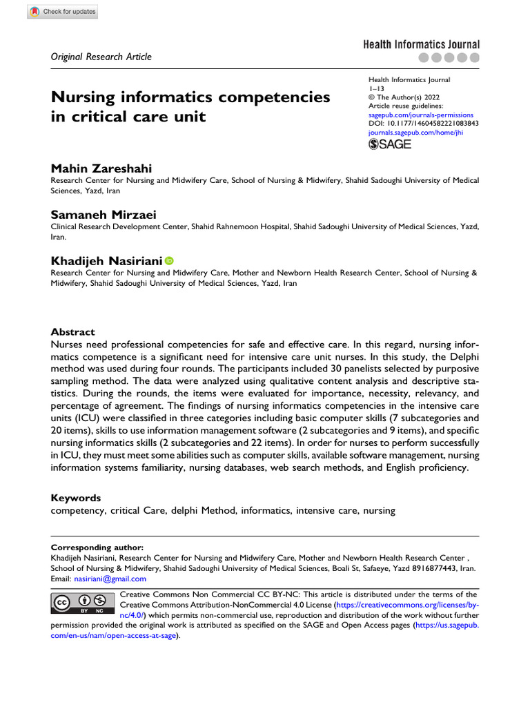 Nursing Informatics in ICU Competencies | PDF | Health Informatics ...