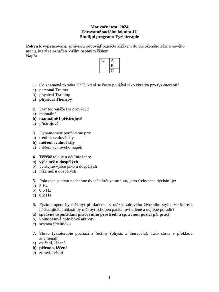 Fyz - Motivacni-Test - Kopie | PDF