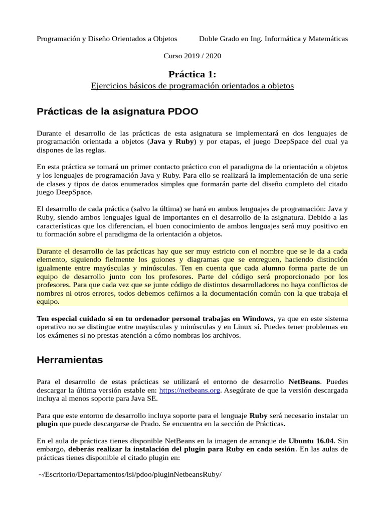 Ejercicios de Programación OOP en Java y Ruby | PDF | Lenguaje de ...
