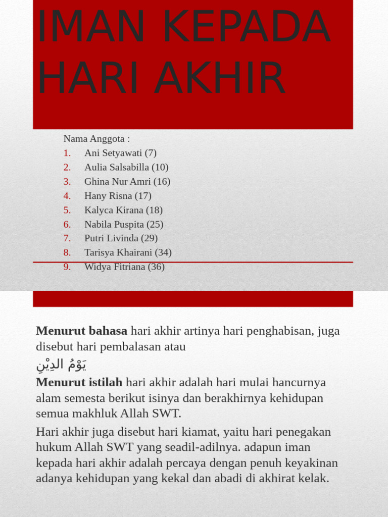 Iman Kepada Hari Akhir | PDF