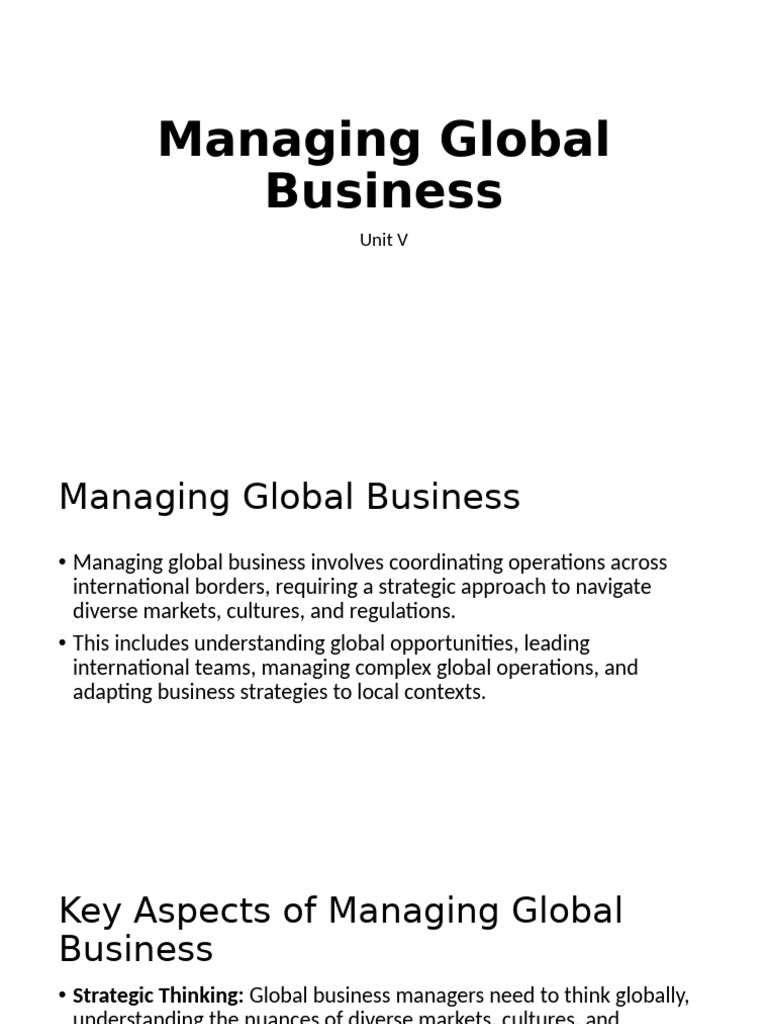Global Business Management Strategies | PDF | Strategic Management ...