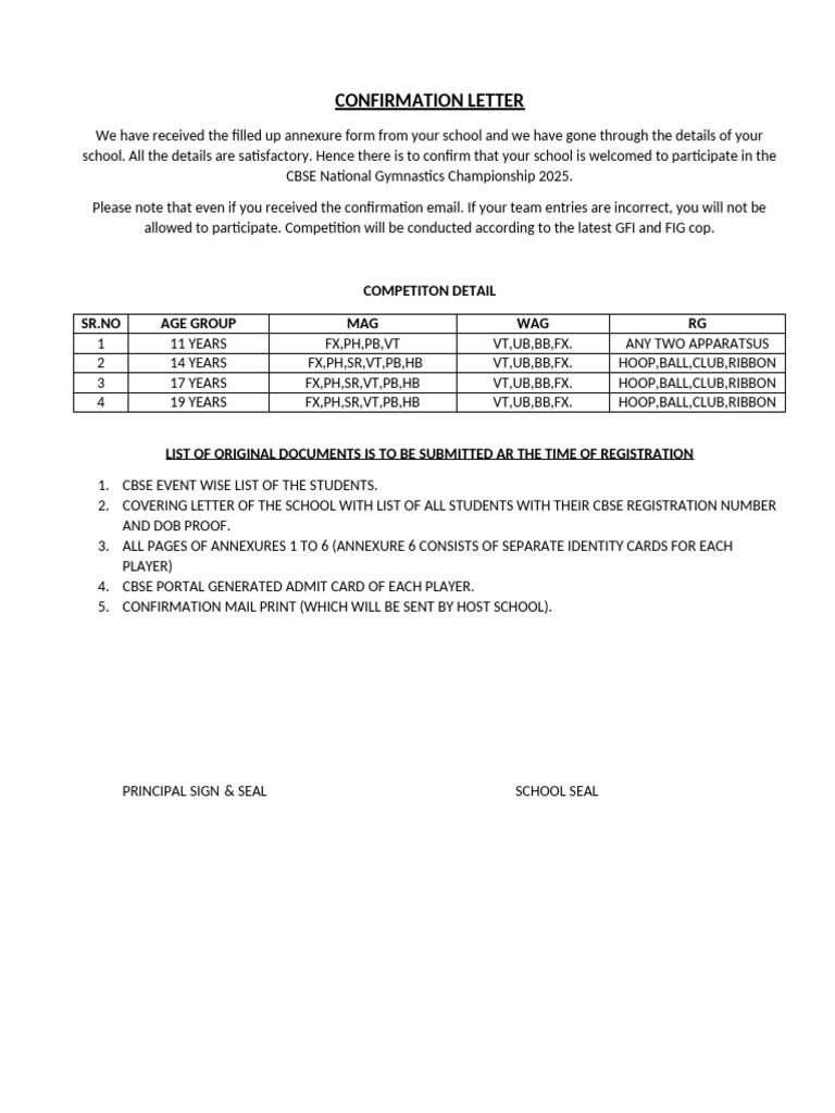 Confirmation Letter | PDF