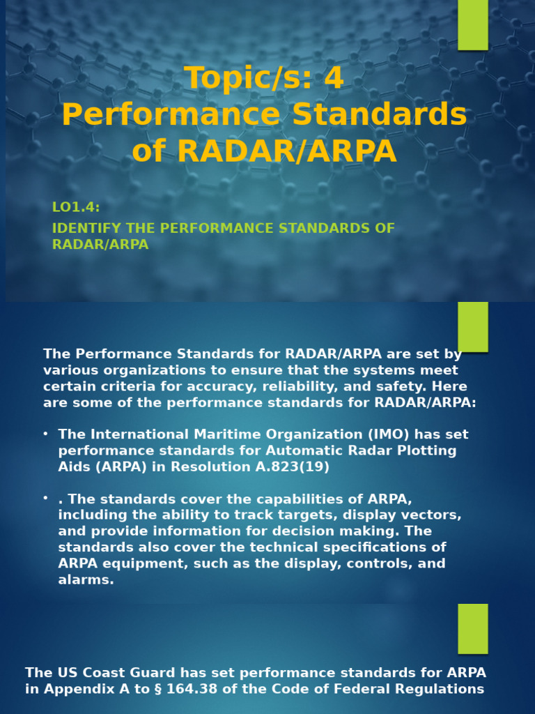 NAV 5 Topic 4 Performance Standards of RADAR ARPA | PDF | Radar ...