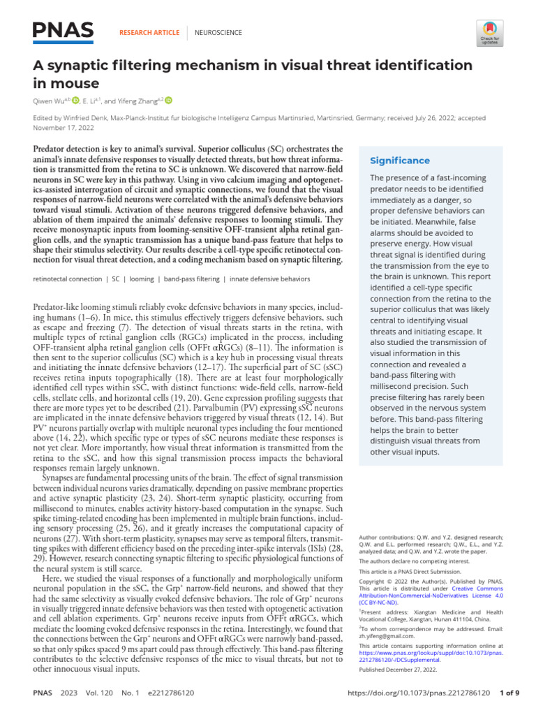 SYNAPTIC Filtering Threat Detection | PDF | Retina | Synapse