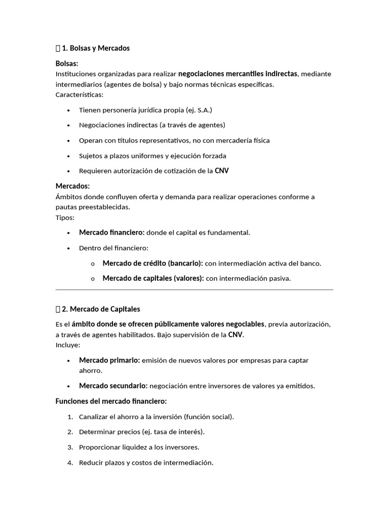 Estructura y Funciones del Mercado de Capitales | PDF | Bolsa | Business