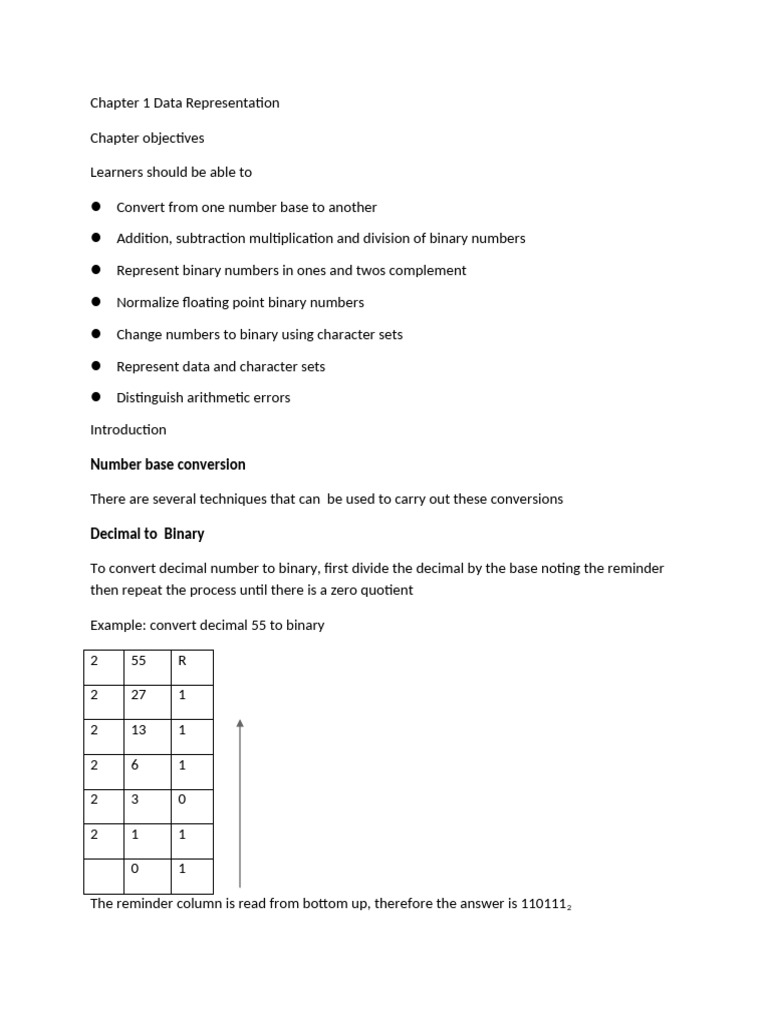 Data Representation and Number Conversion | PDF | Binary Coded Decimal ...