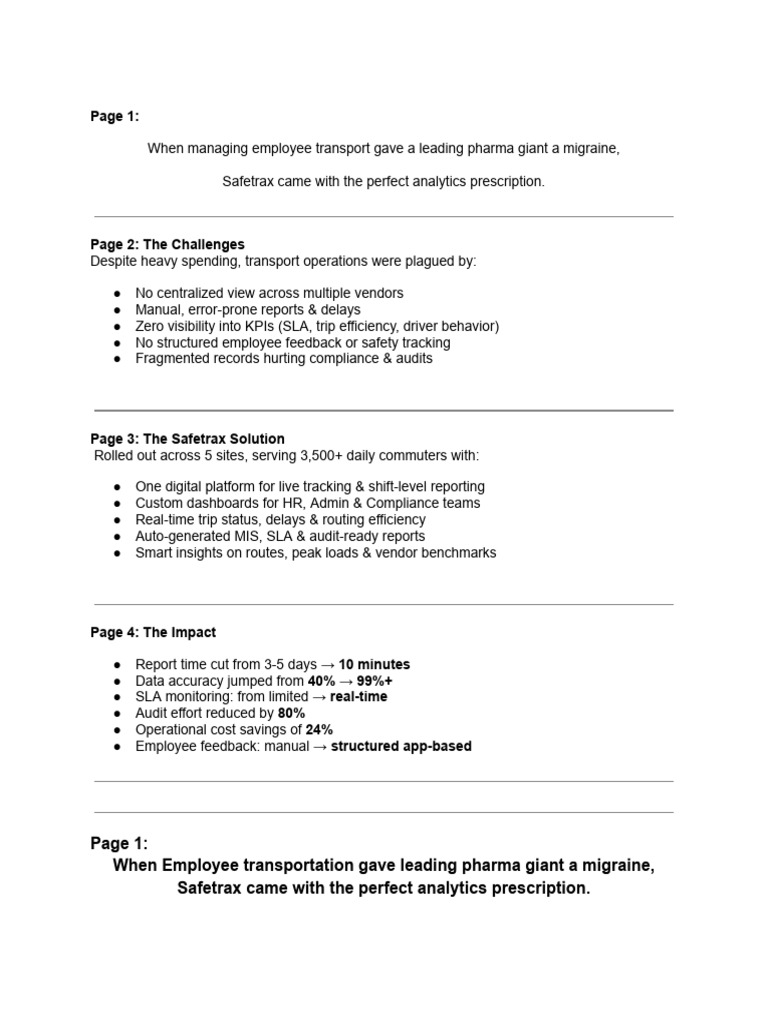 Transforming Employee Transport Analytics | PDF | Performance Indicator ...