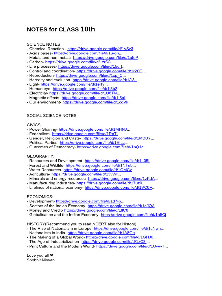 816048956-NOTES-for-CLASS-10th | PDF