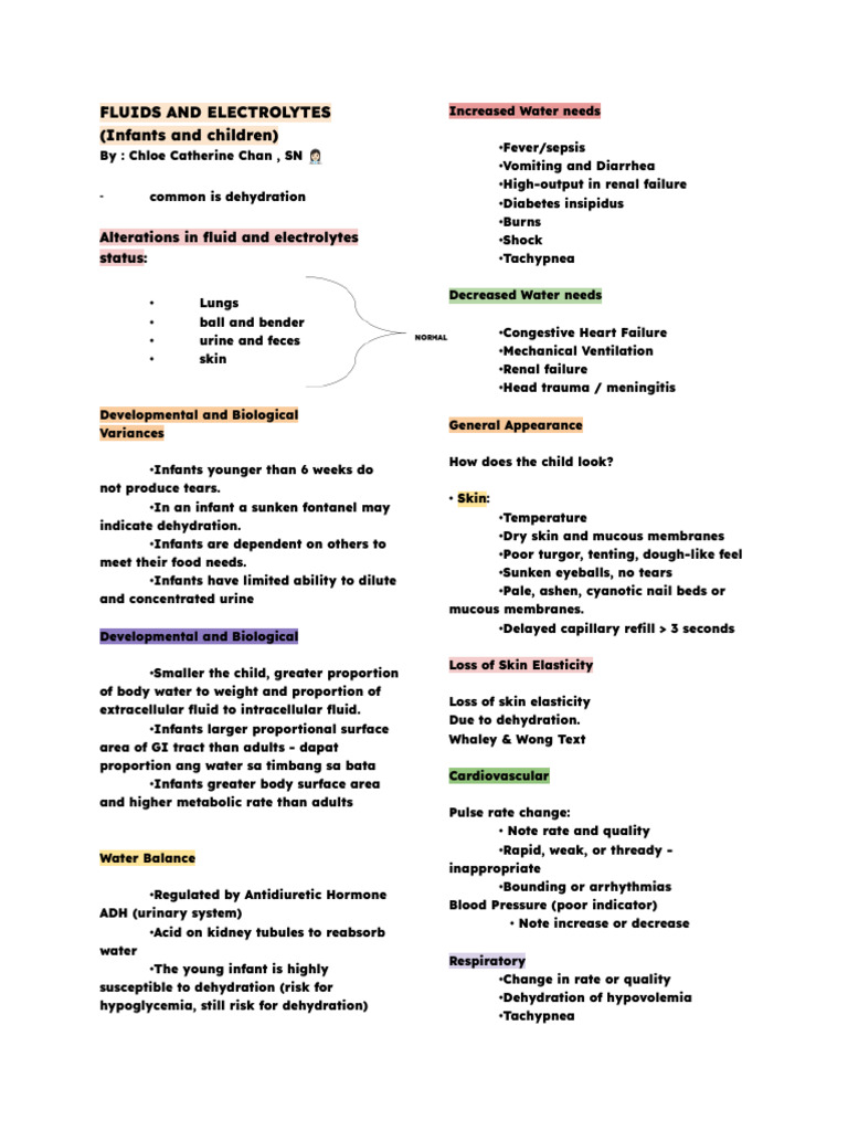 Pediatric Fluid and Electrolyte Management | PDF | Dehydration ...