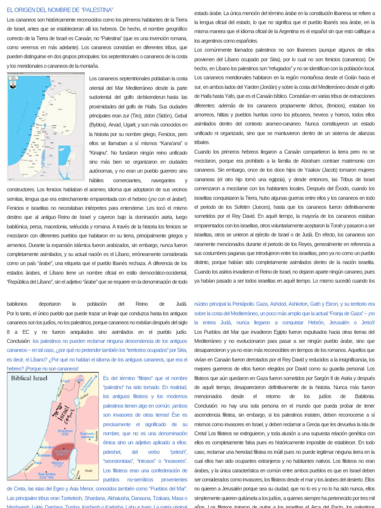 01-Origen Del Nombre - Palestina | PDF | Canaán | Palestina (Región)