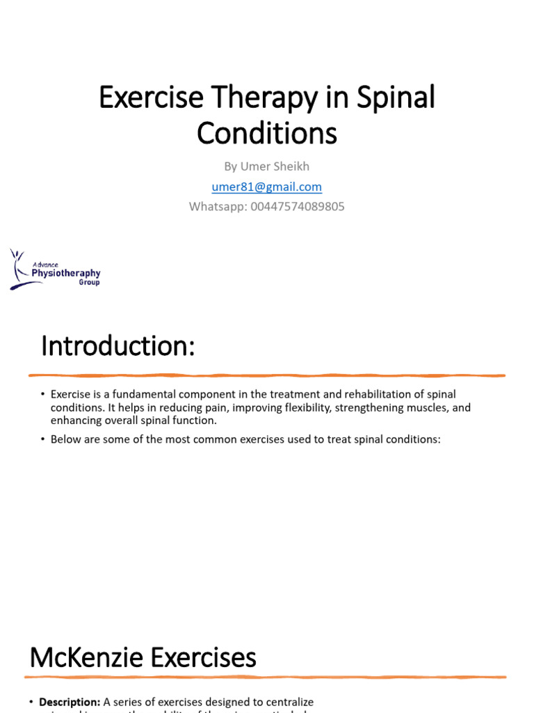 Spinal Exercise Therapy Techniques | PDF | Back Pain | Low Back Pain