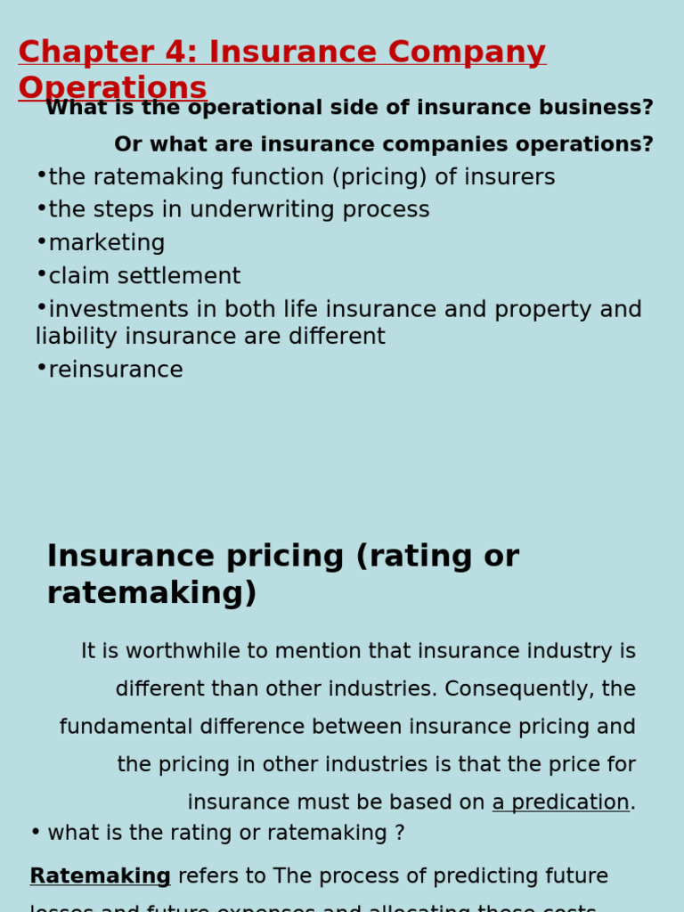 Insurance Company Operations Explained | PDF | Insurance | Underwriting