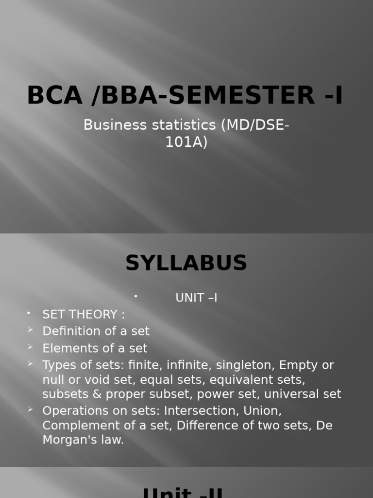 Business Statistics Syllabus for BCA/BBA | PDF