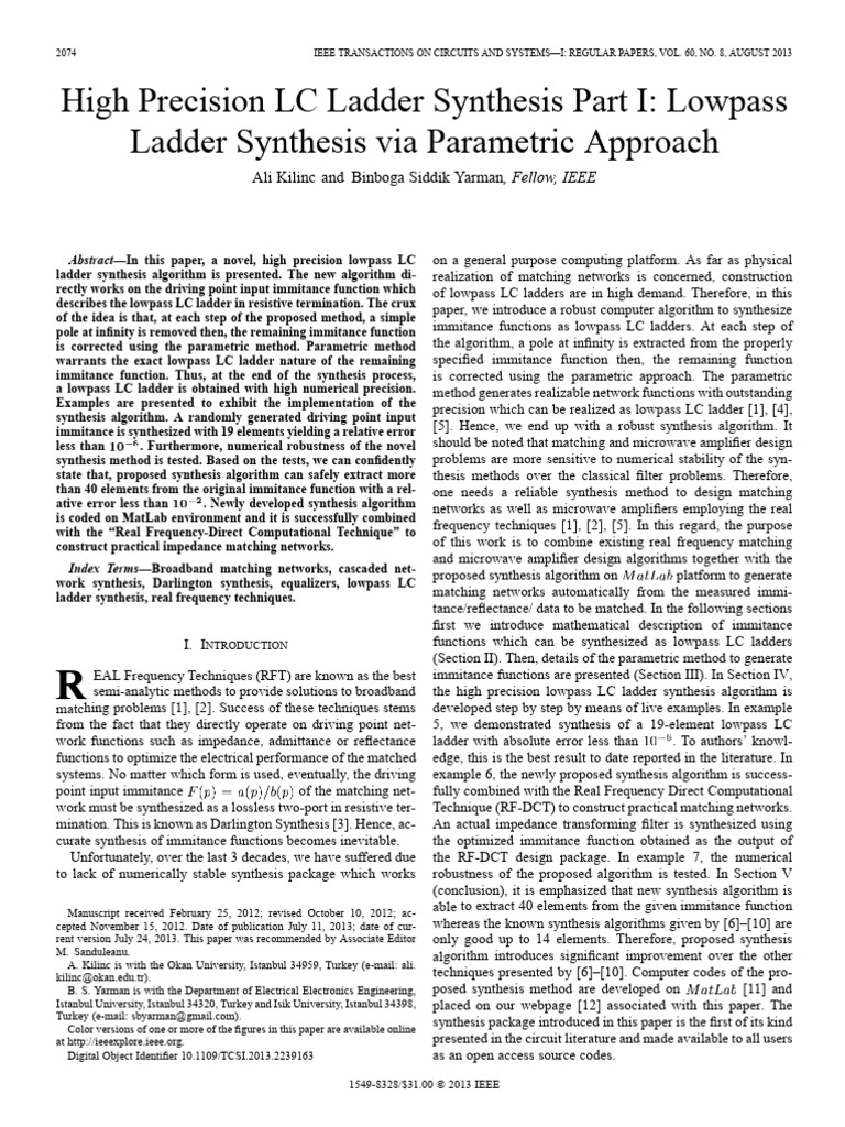 High Precision Lowpass LC Ladder Synthesis | PDF | Electronic Filter ...