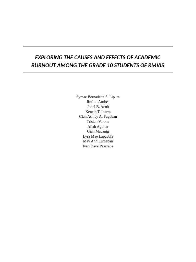 Causes and Effects of Academic Burnout | PDF | Occupational Burnout ...