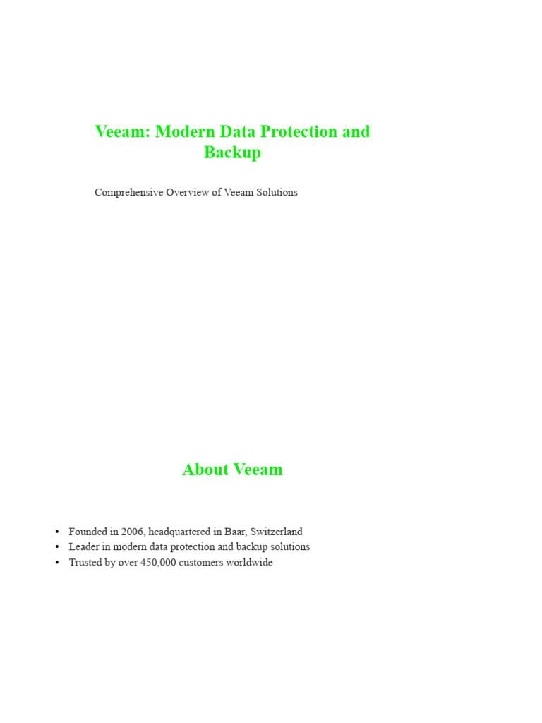 Veeam Backup Architecture Overview | PDF | Cloud Computing | Backup