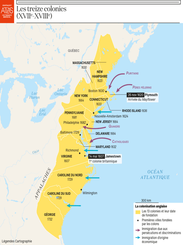 Colonisation anglaise : 13 colonies et dates | PDF | Treize colonies ...