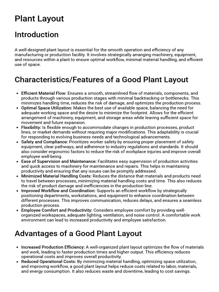 Plant Layout Design Principles | PDF | Transport | Logistics