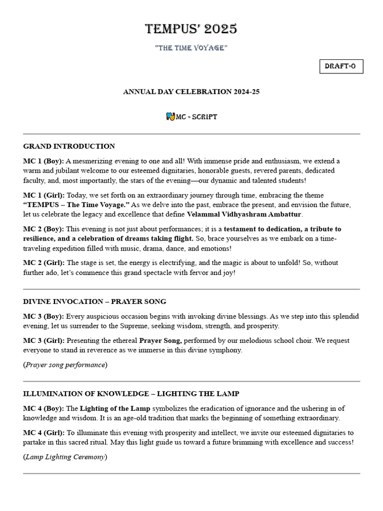 Annual Day MC Script 2024-25 | PDF