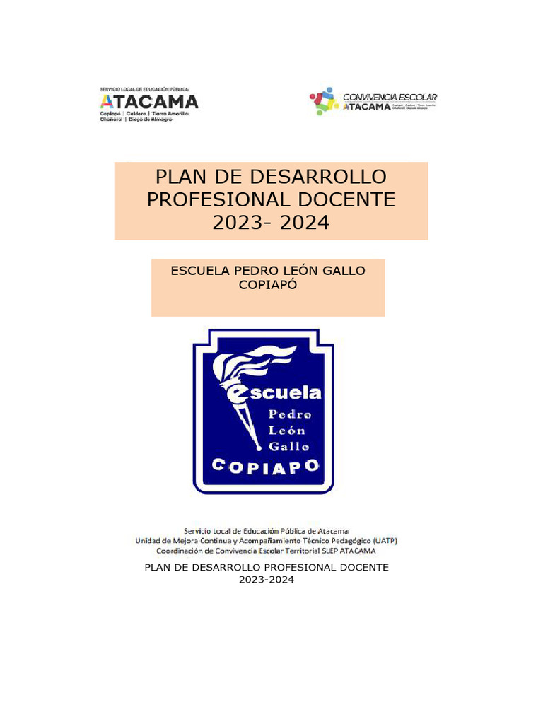 Plan Desarrollo Profesional Docente 2023-2024 | PDF | Maestros | Enseñando