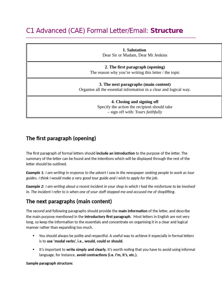 C1 Formal Letter and Email Structure | PDF | Marketing Strategy | Marketing